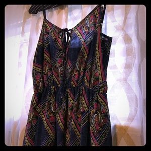 Paisley Printed Silky Maxi Dress with Keyhole Tie